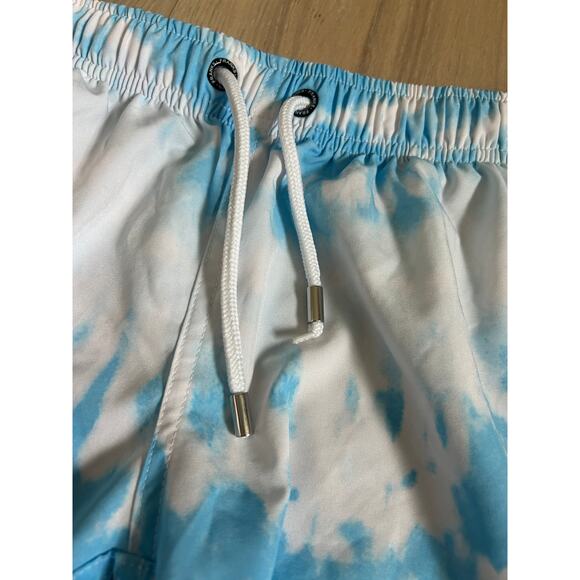 Franks Australia Blue & White Tie Dye Drawstring Shorts -- Small - Picture 4 of 8